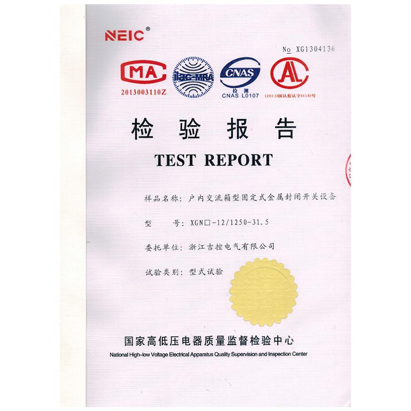 戶內(nèi)交流箱型固定式金屬封閉開關(guān)設(shè)備檢驗(yàn)報(bào)告